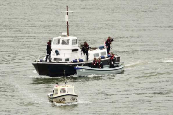 19 February 2020 - 11-00-02 
Normal Navy training  of this type on the river involves high speed chases and lots of shooting. This was the slowest speed chase we have seen in Dartmouth but it came with...lots of shouting.
#NavyPicketBoats #NavyLeadershipTraining